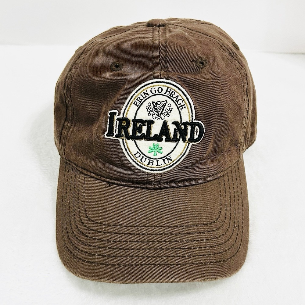 Ireland Erin Go Bragh Dublin Patch Hat Cap Adjustable Strapback Brown Outdoors - Picture 2 of 5